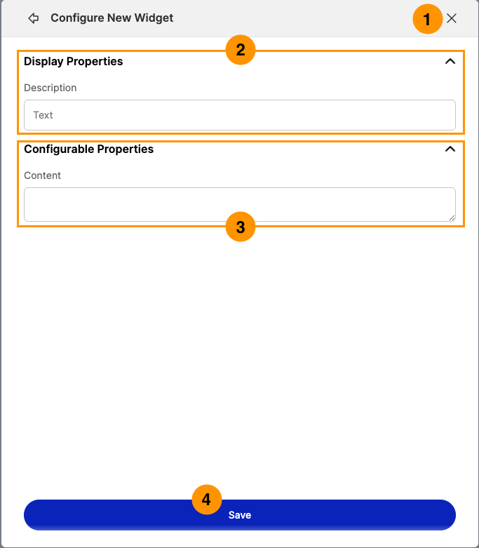 Widget configuration modal