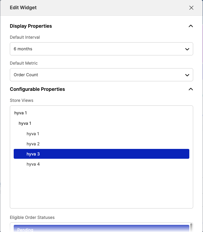 Widget instance edit modal