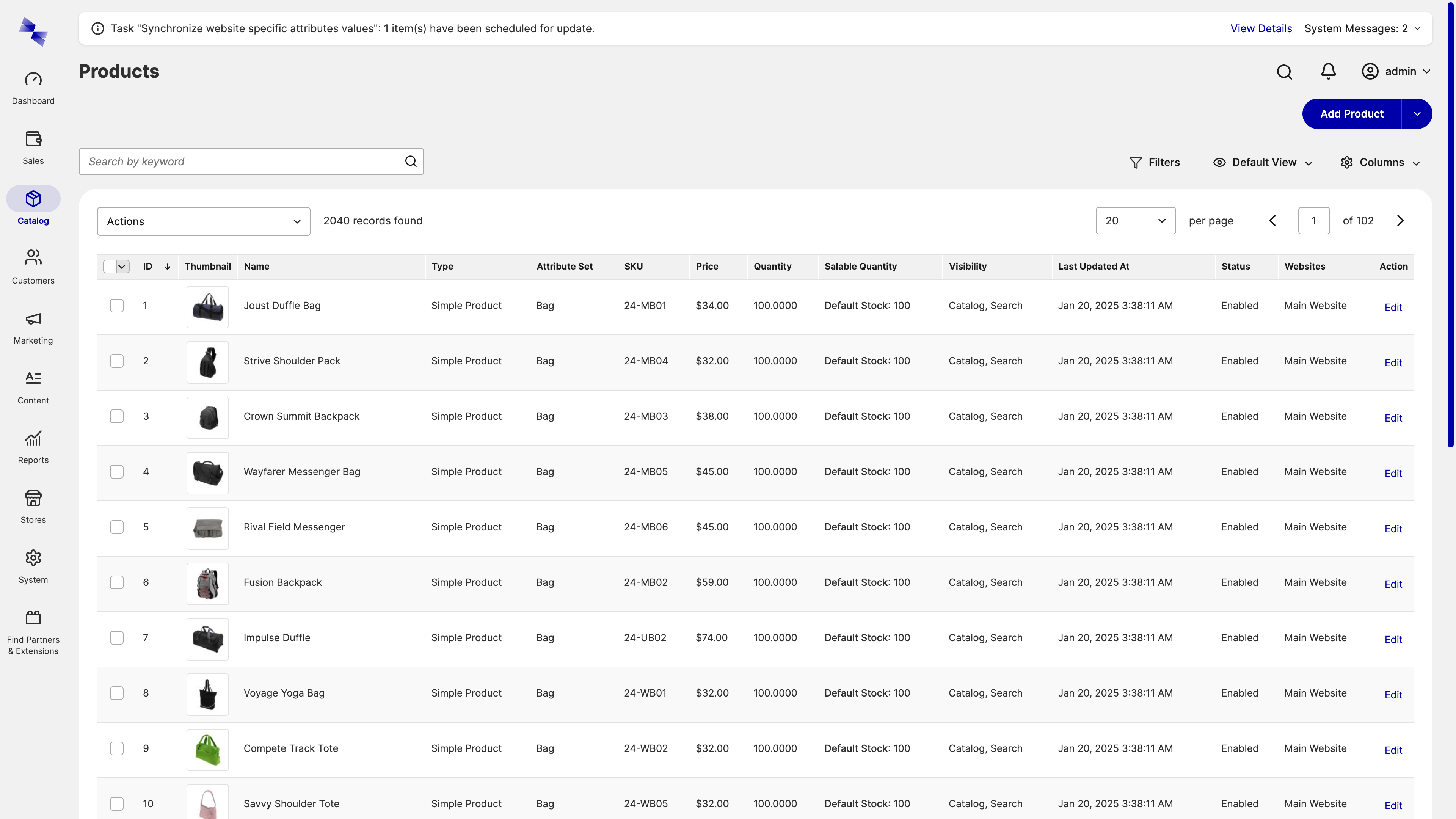 Hyvä Commerce Admin Theme Product Grid